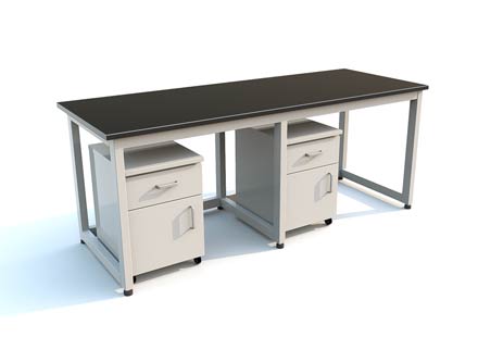 钢木实验边台（万向轮活动柜）